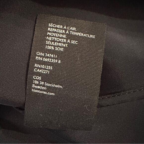 COS 100% silk navy v neck top - Picture 6 of 9